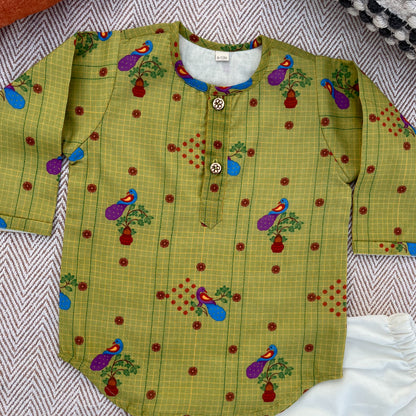 Organic Cotton Unisex 'Gudi Padwa/ Ugadi' Kurta Set- Green