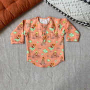 Organic Cotton Unisex 'Veer Hanuman'  Kurta- Orange