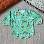 Organic Cotton Unisex 'Veer Hanuman'  Kurta- Green