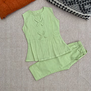 Organic Cotton Pleated Coord Green