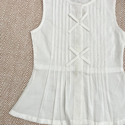 Organic Cotton Pleated Coord White and Green