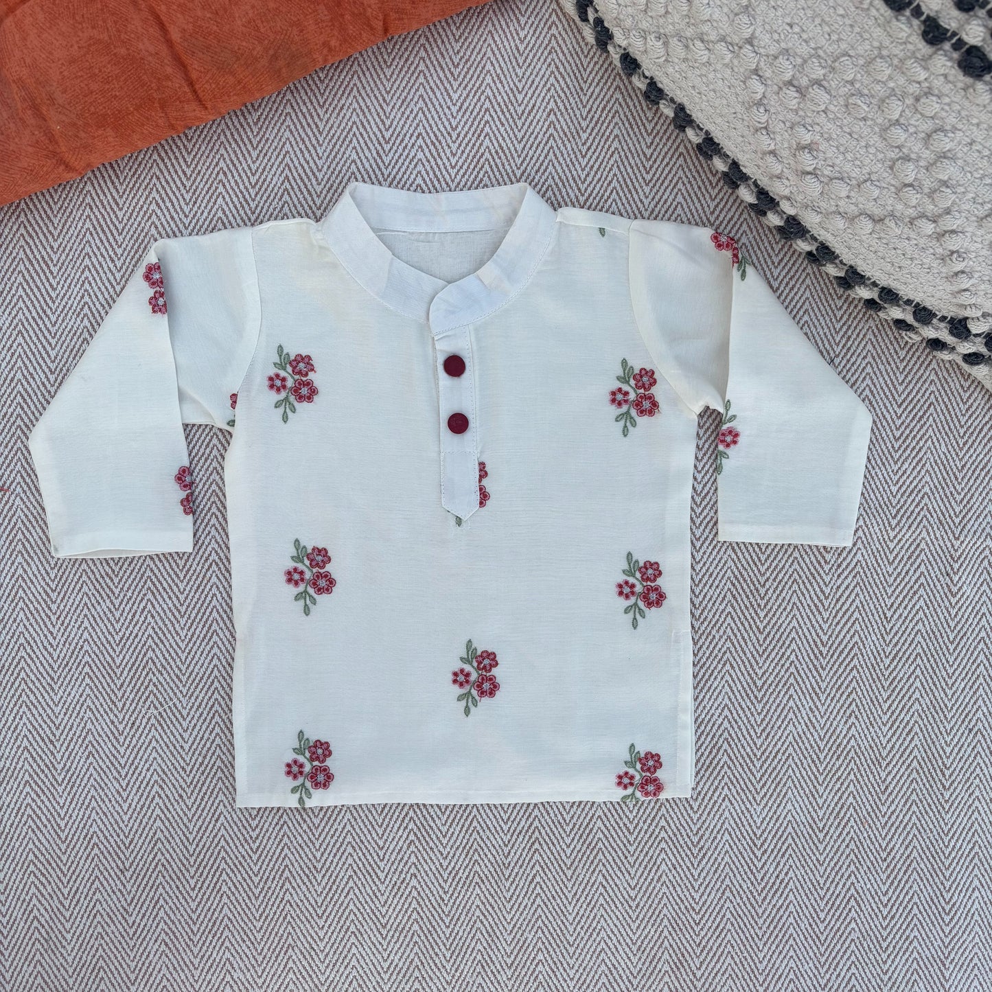 Chanderi Floral Embroidered Kurta Set for Boys