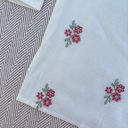 Chanderi Floral Embroidered Kurta Set for Boys