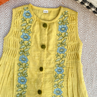 Organic Cotton Little Miss Sunshine Embroidered Frock