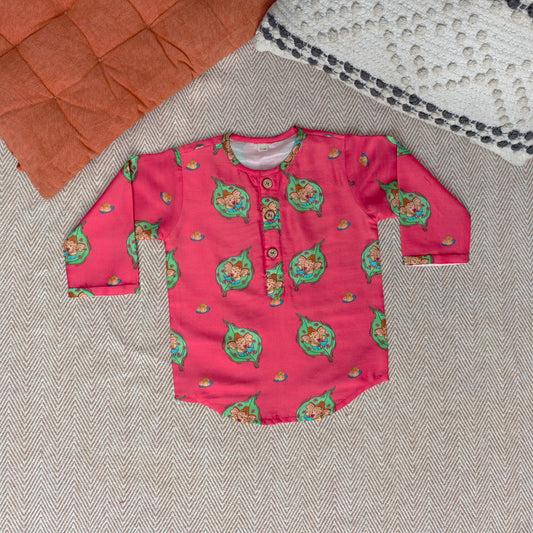 Mul Chanderi Unisex 'In the Light of Lord Ganesha'  Kurta