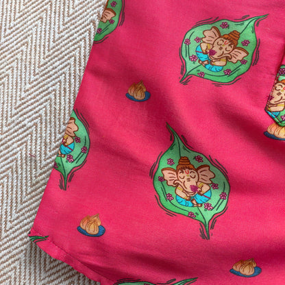 Mul Chanderi Unisex 'In the Light of Lord Ganesha'  Kurta