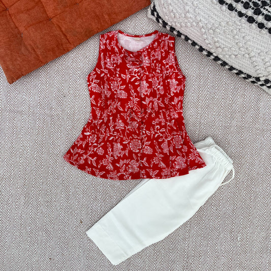 Organic Cotton 'Happiness' Coord Red Floral