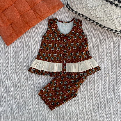 Organic Cotton Brown Floral Co-ord Set
