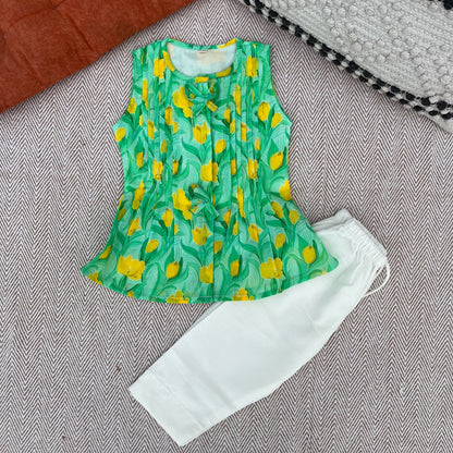 Organic Cotton 'Happiness' Coord Green Floral