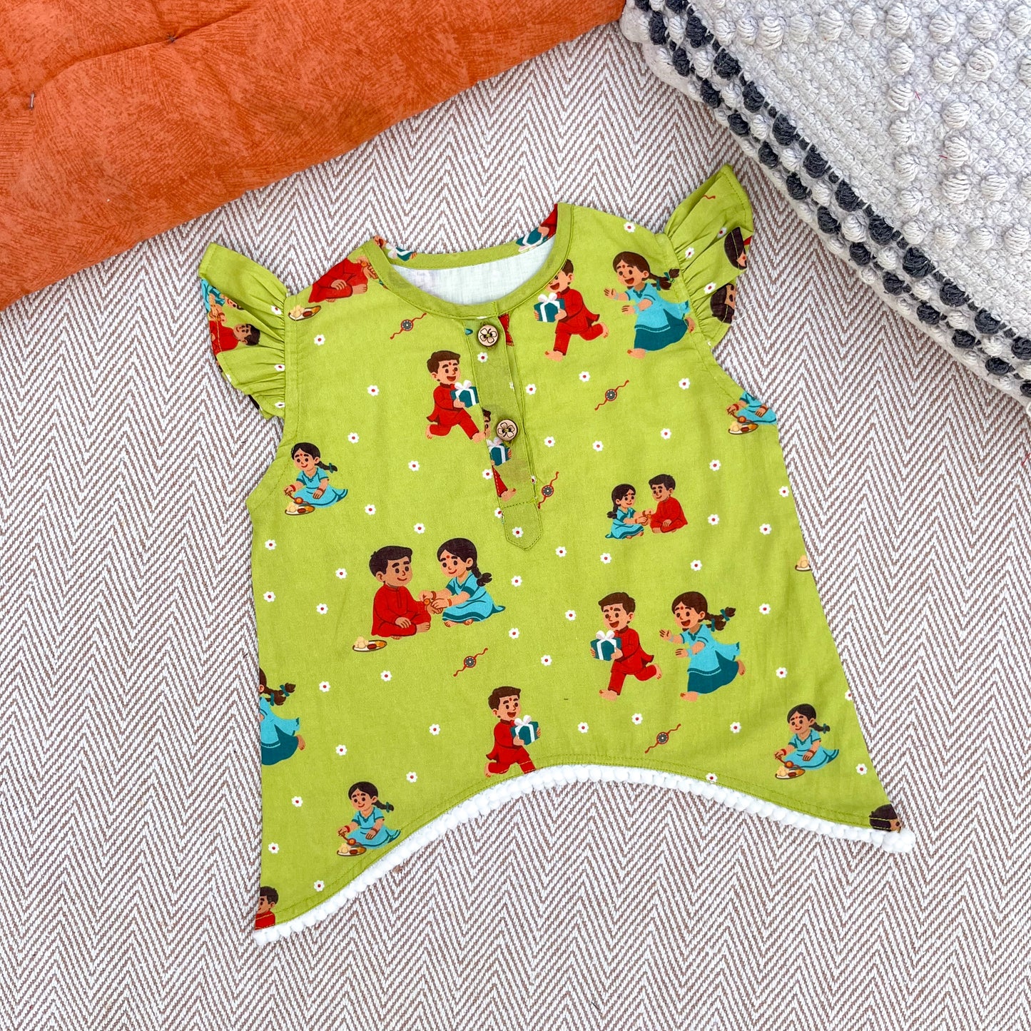 Organic Cotton 'Threads of Love'- Rakhi Kurta Set for Girls