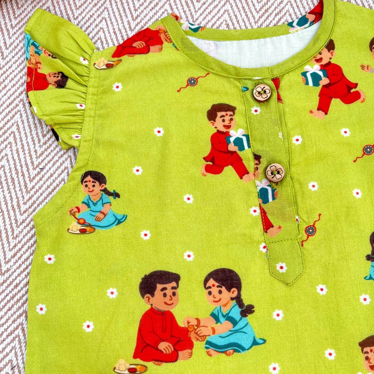 Organic Cotton 'Threads of Love'- Rakhi Kurta Set for Girls