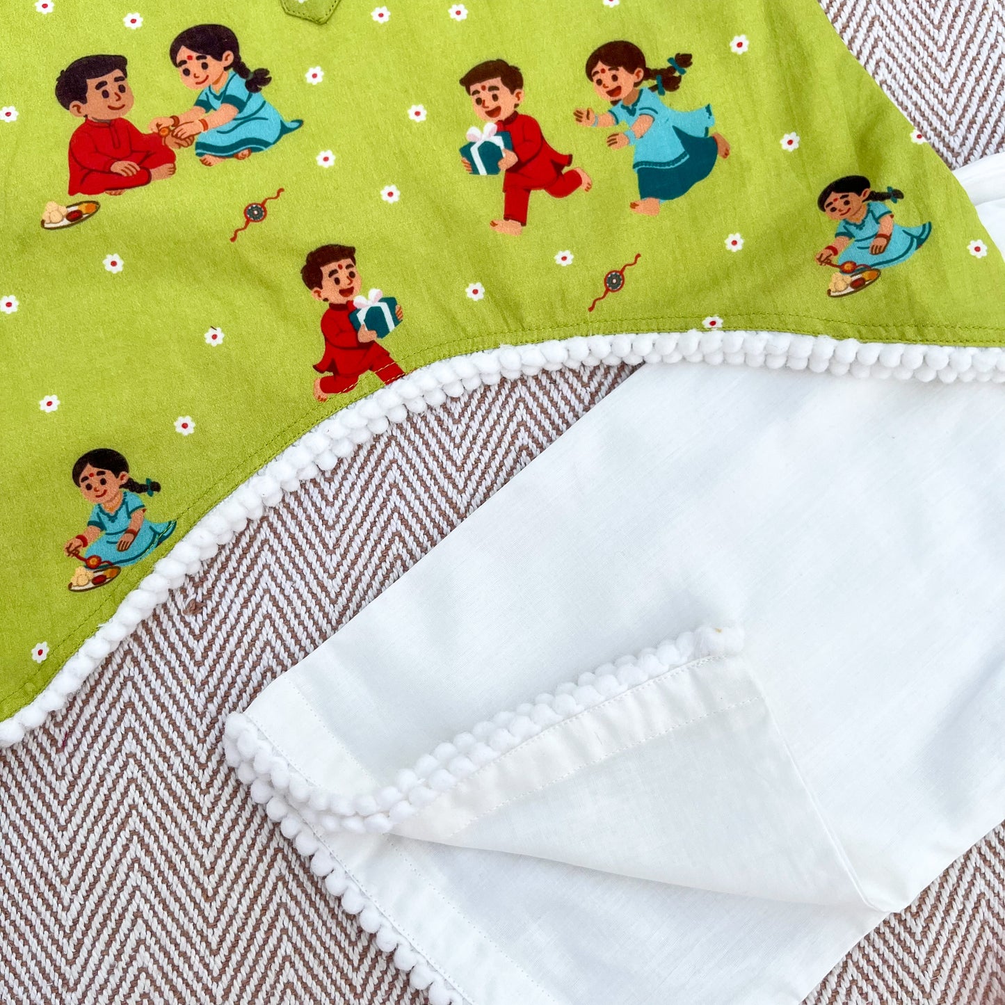 Organic Cotton 'Threads of Love'- Rakhi Kurta Set for Girls