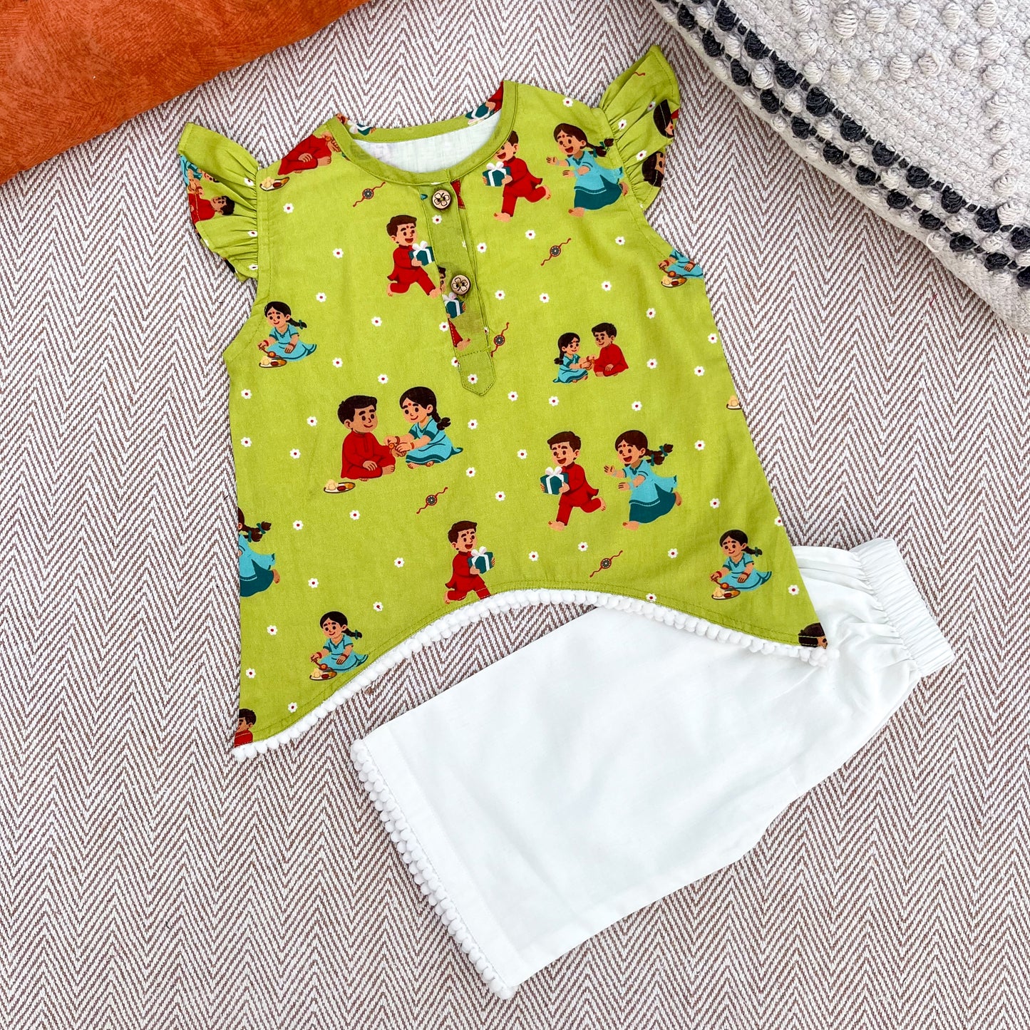 Organic Cotton 'Threads of Love'- Rakhi Kurta Set for Girls