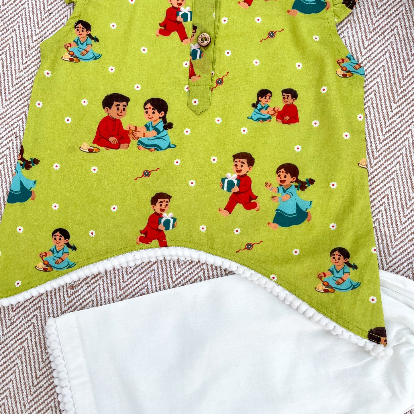 Organic Cotton 'Threads of Love'- Rakhi Kurta Set for Girls
