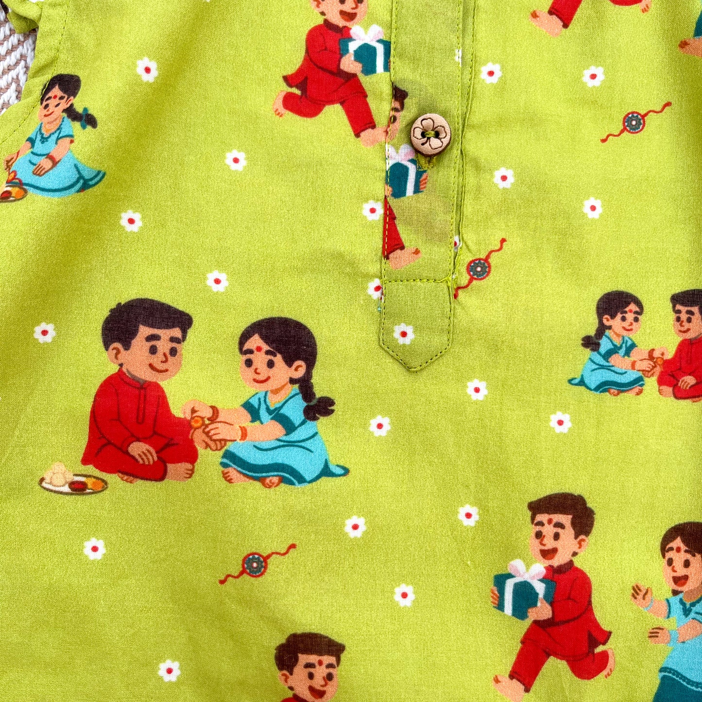 Organic Cotton 'Threads of Love'- Rakhi Kurta Set for Girls