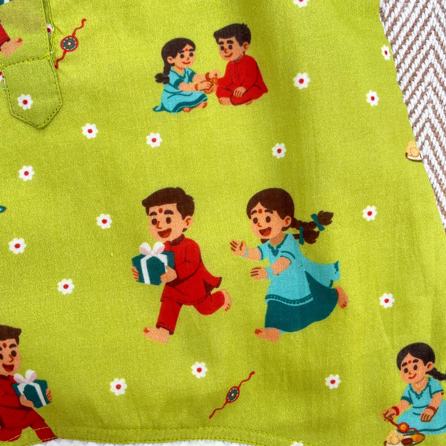 Organic Cotton 'Threads of Love'- Rakhi Kurta Set for Girls