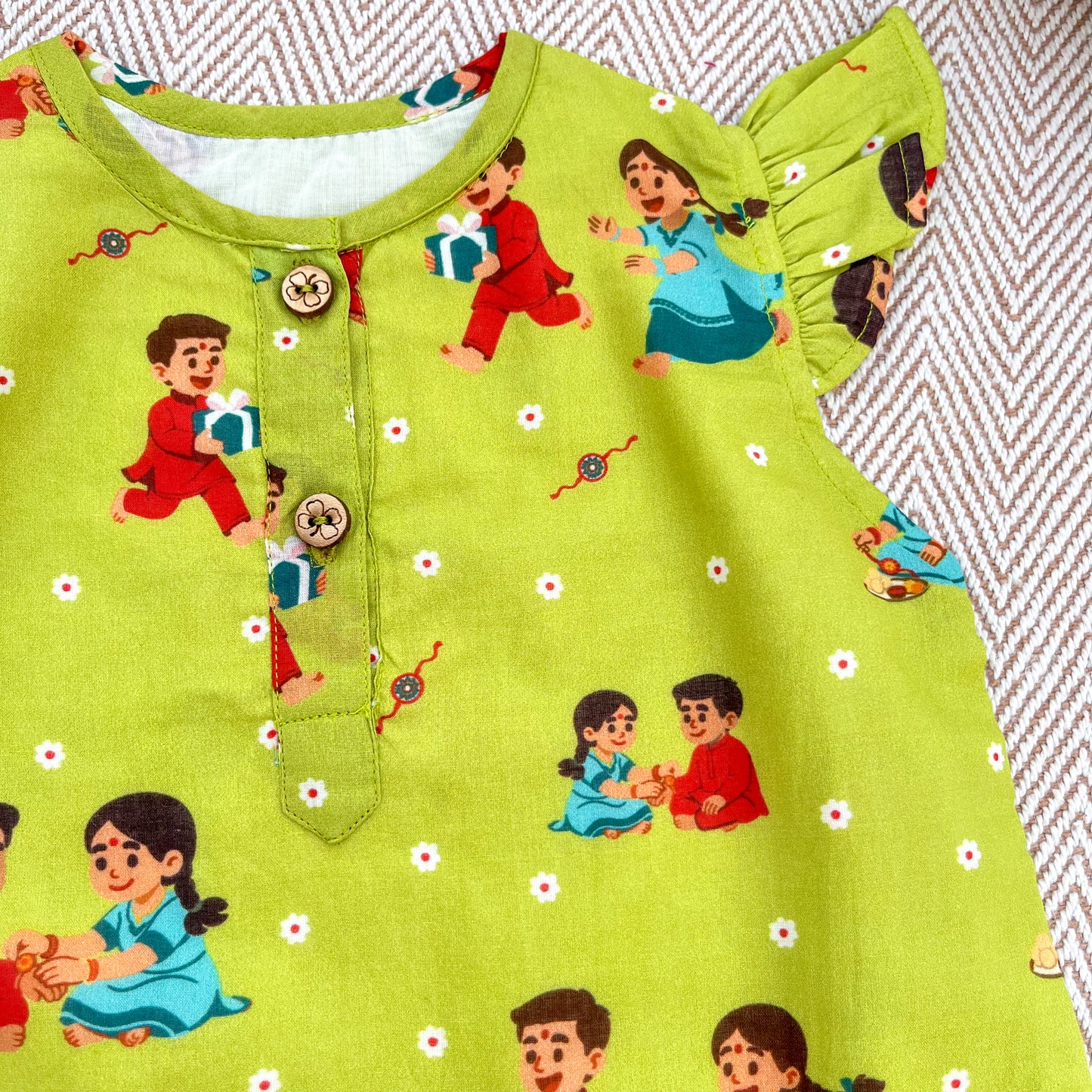 Organic Cotton 'Threads of Love'- Rakhi Kurta Set for Girls