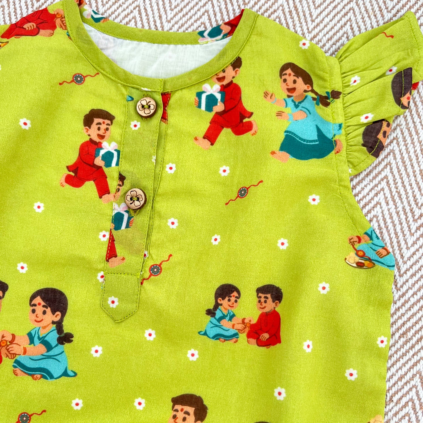 Organic Cotton 'Threads of Love'- Rakhi Kurta Set for Girls