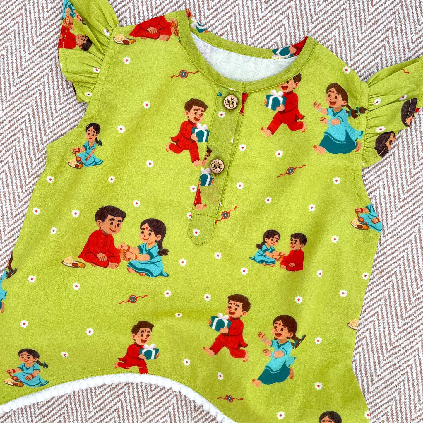 Organic Cotton 'Threads of Love'- Rakhi Kurta Set for Girls