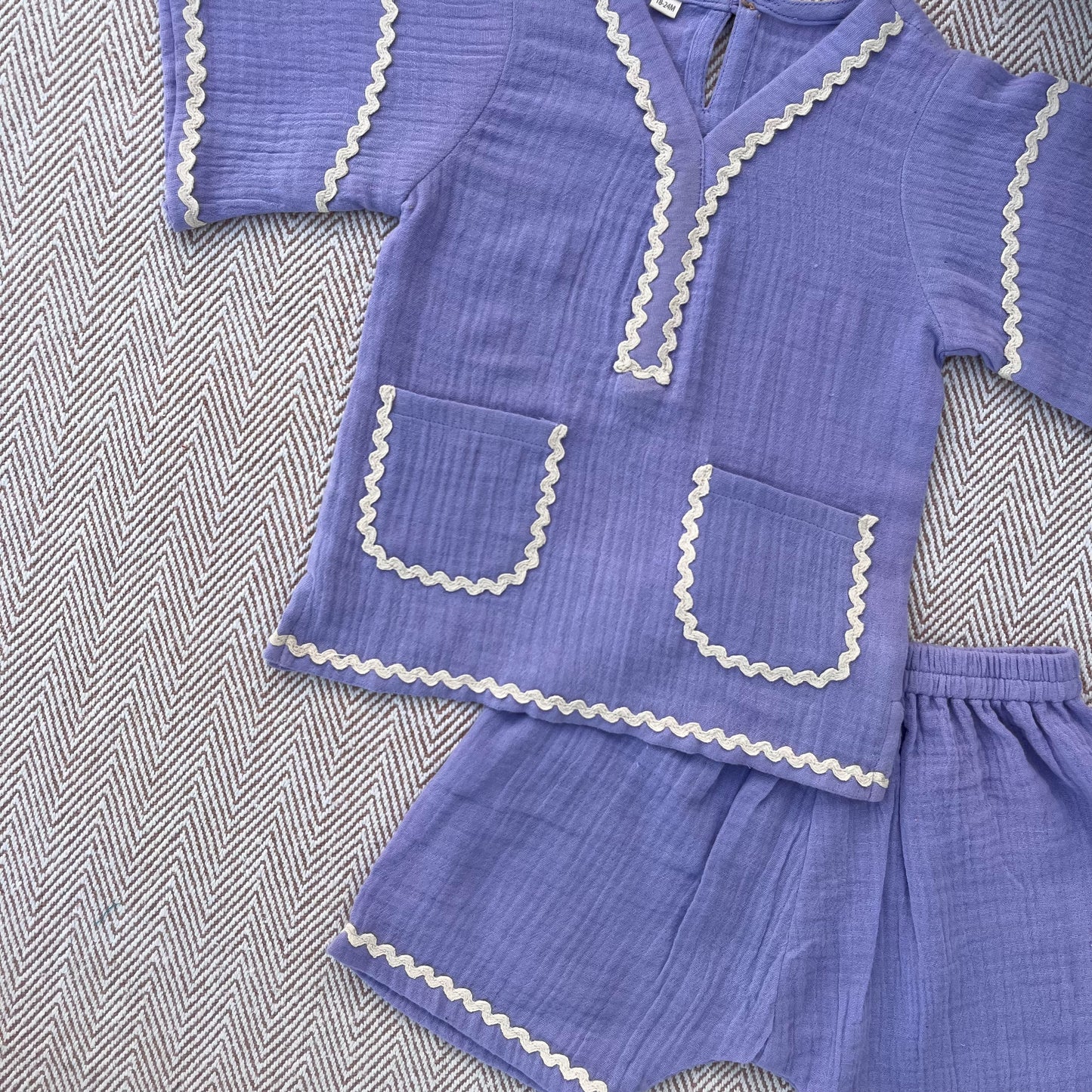 Crinkled Muslin Lace Shorts Set