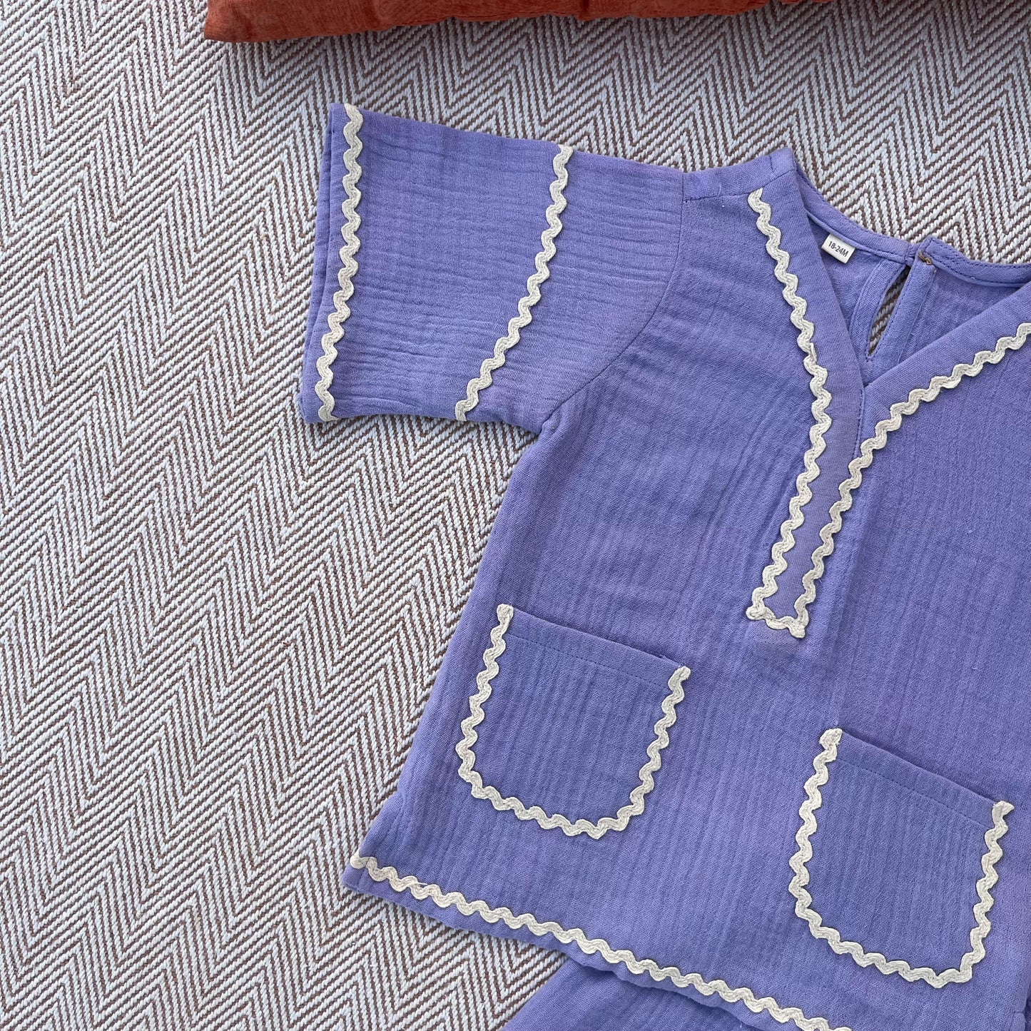 Crinkled Muslin Lace Shorts Set