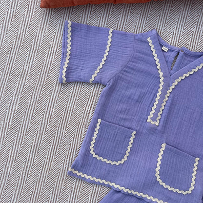 Crinkled Muslin Lace Shorts Set