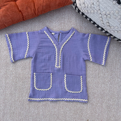 Crinkled Muslin Lace Shorts Set