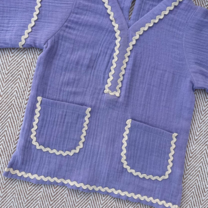 Crinkled Muslin Lace Shorts Set