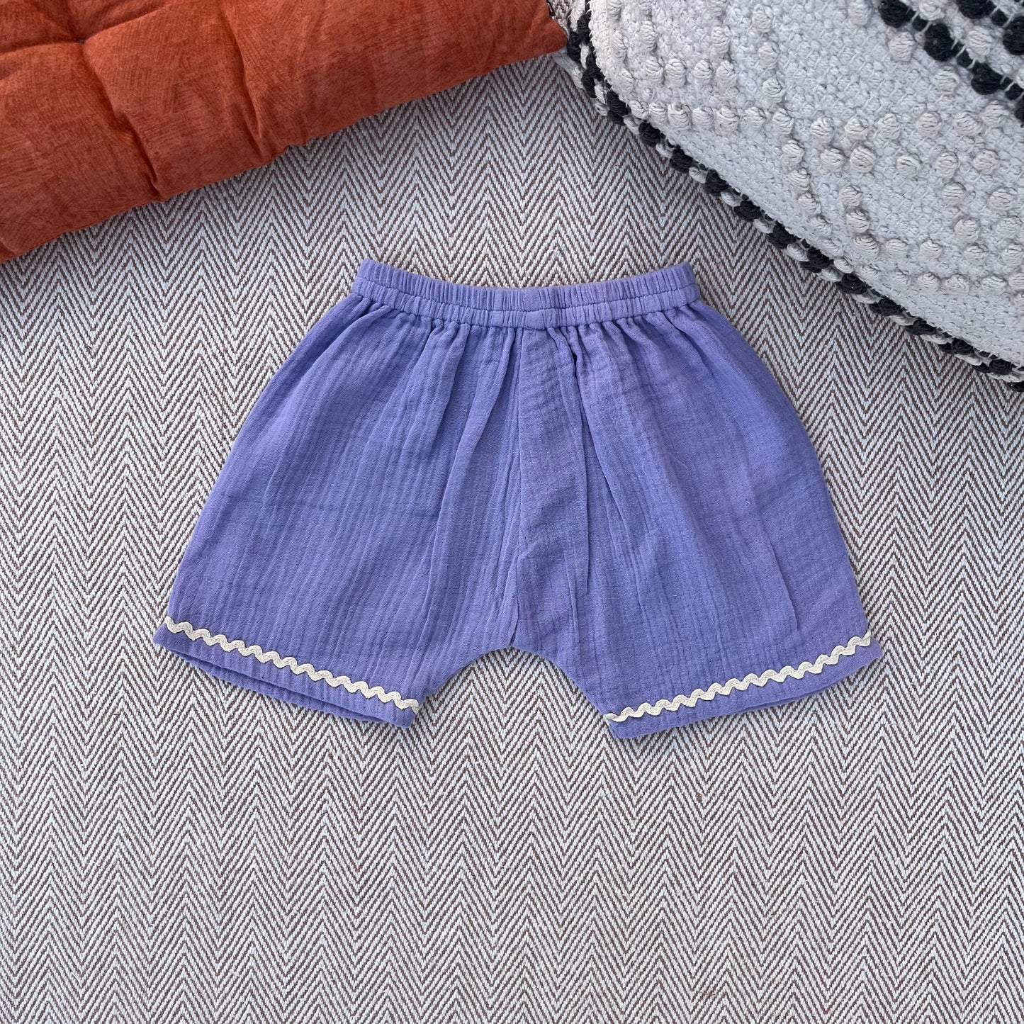Crinkled Muslin Lace Shorts Set