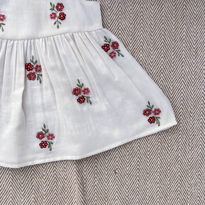 Chanderi Floral Embroidered Tie-up Frock