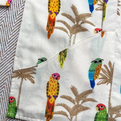 Mul Chanderi 'Parrot Party' Kurta Set for Boys