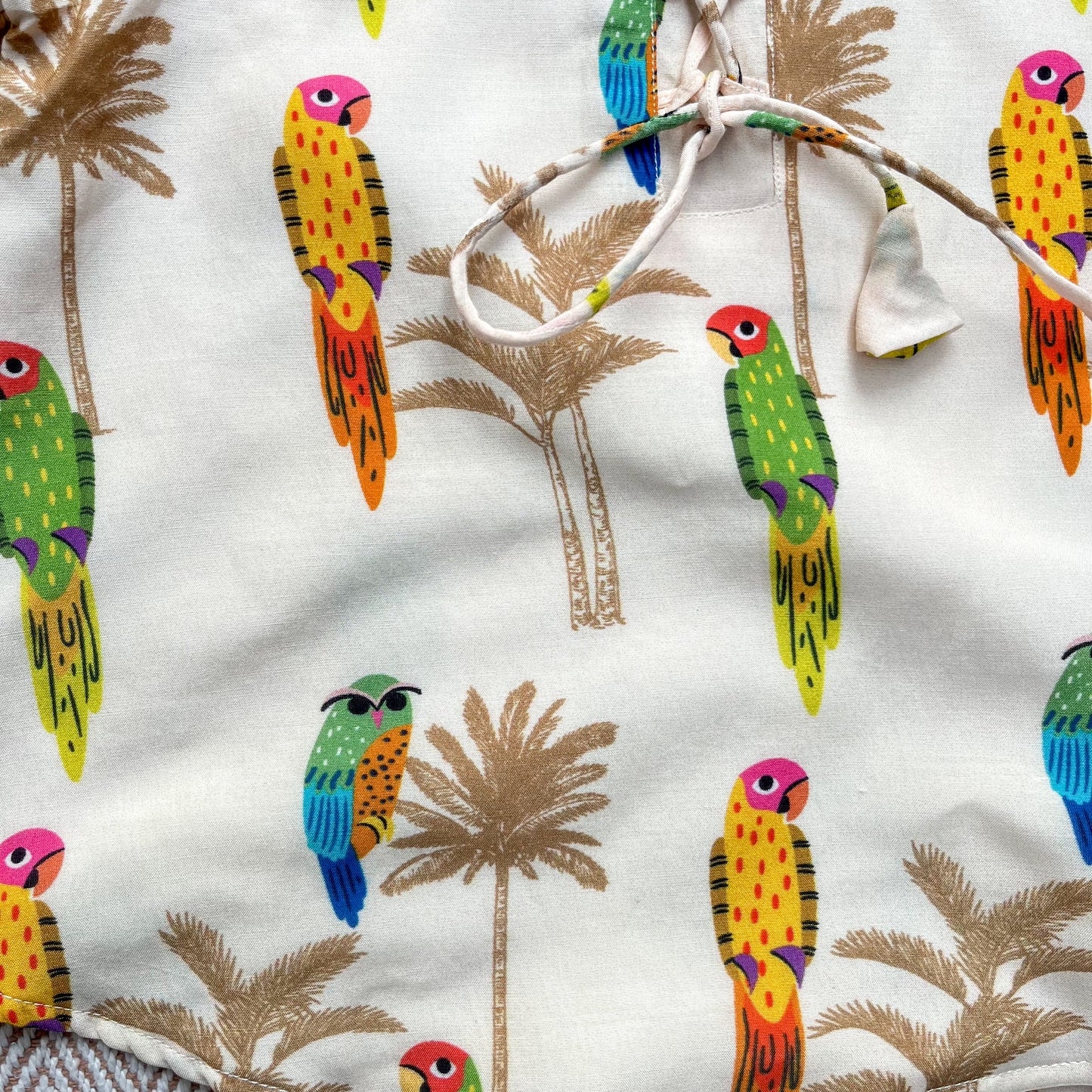 Mul Chanderi 'Parrot Party' Kurta Set for Girls