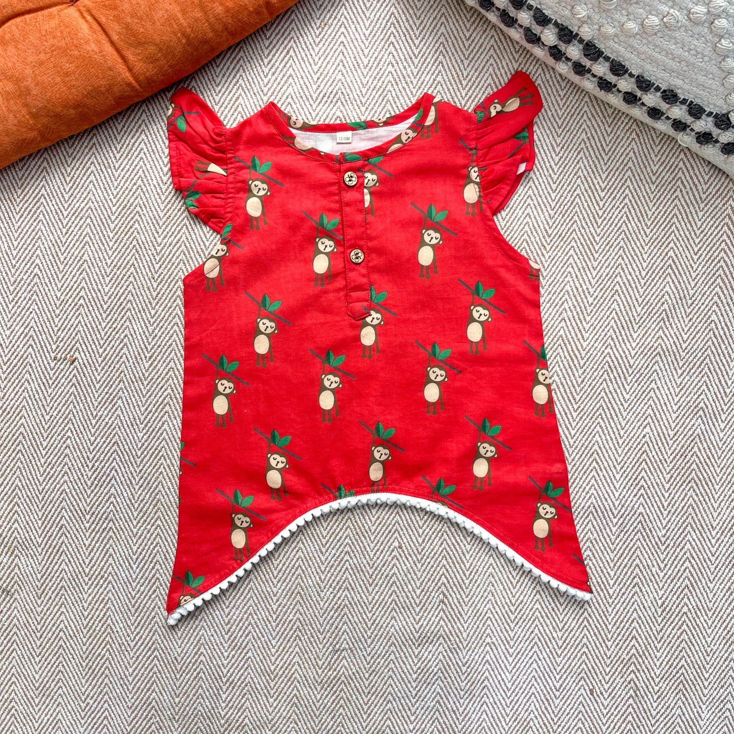Organic Cotton Monkey Kurta Set for Girls