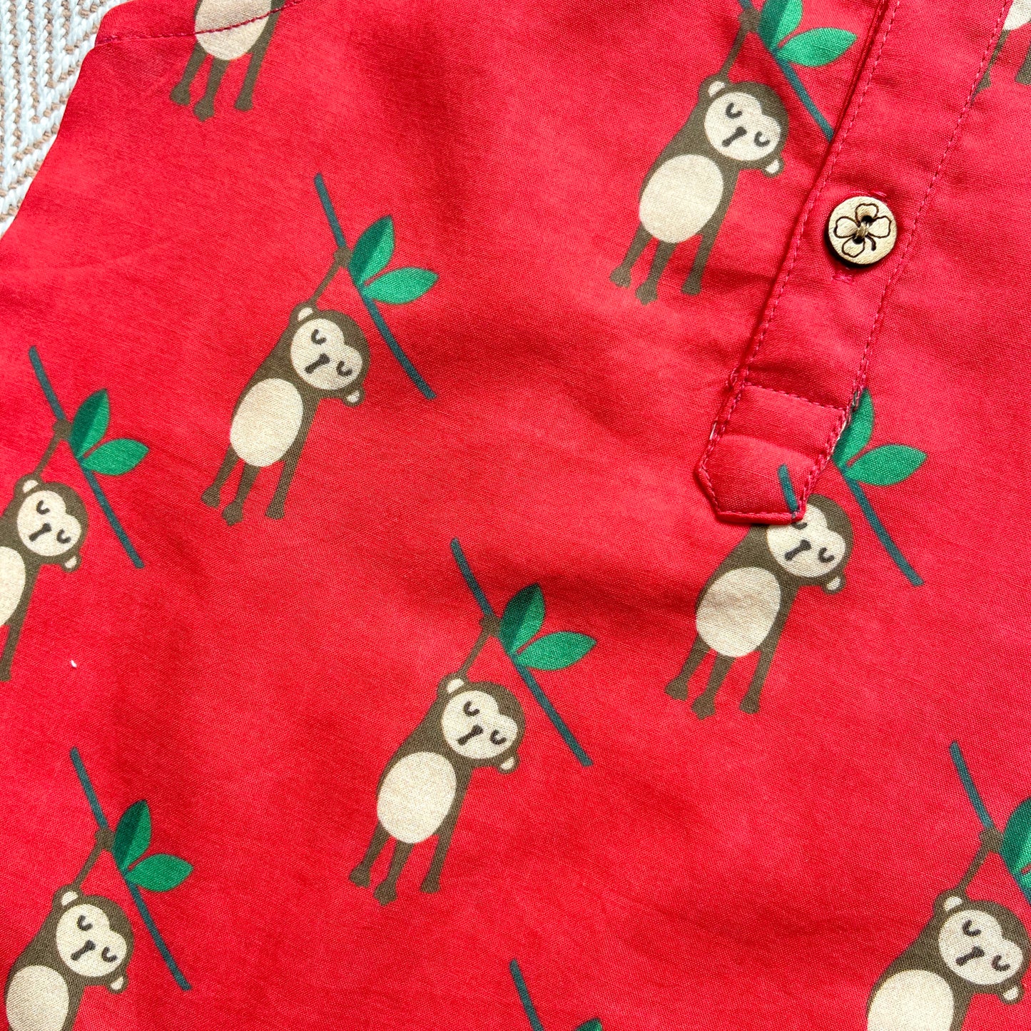 Organic Cotton Monkey Kurta Set for Girls