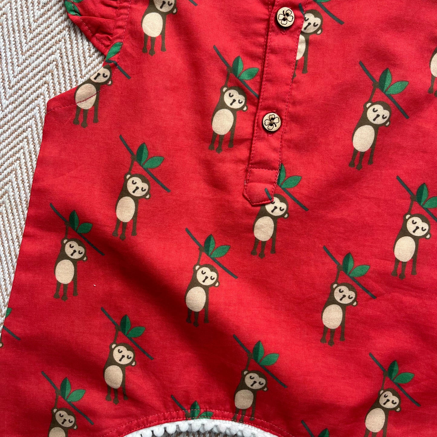Organic Cotton Monkey Kurta Set for Girls