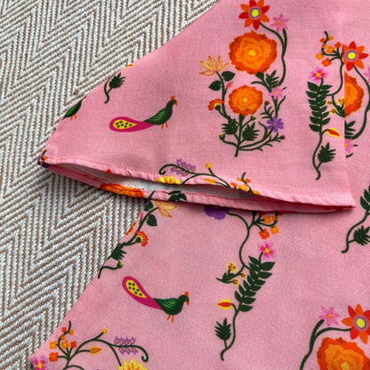Mul Chanderi 'The Pink City's Peacock' Kurta Set for Girls