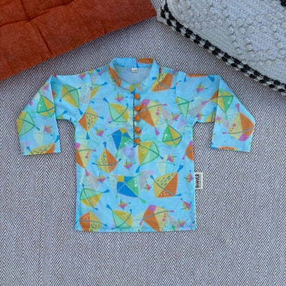 'A Sky Full of Kites'- Kota Doriya kurta set for Boys