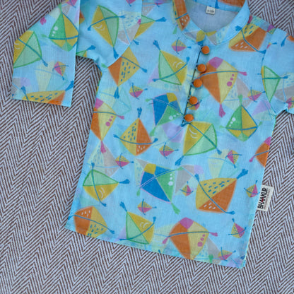 'A Sky Full of Kites'- Kota Doriya kurta set for Boys