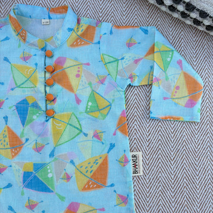 'A Sky Full of Kites'- Kota Doriya kurta set for Boys