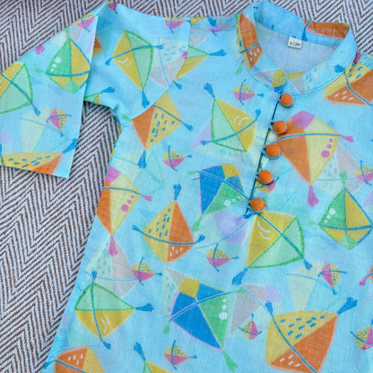 'A Sky Full of Kites'- Kota Doriya kurta set for Boys