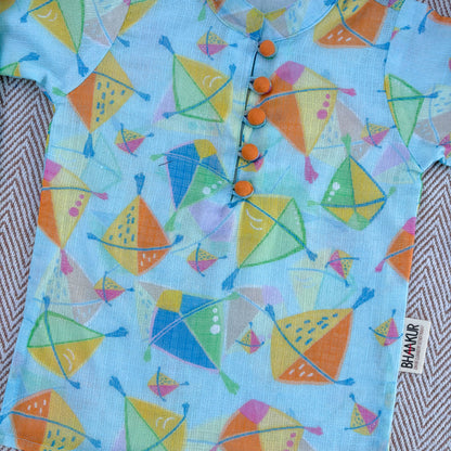 'A Sky Full of Kites'- Kota Doriya kurta set for Boys