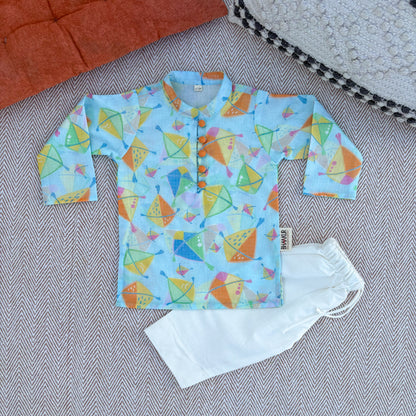 'A Sky Full of Kites'- Kota Doriya kurta set for Boys