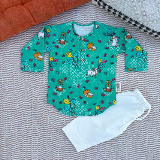 Organic Cotton 'Pongalo Pongal' Unisex Kurta Set