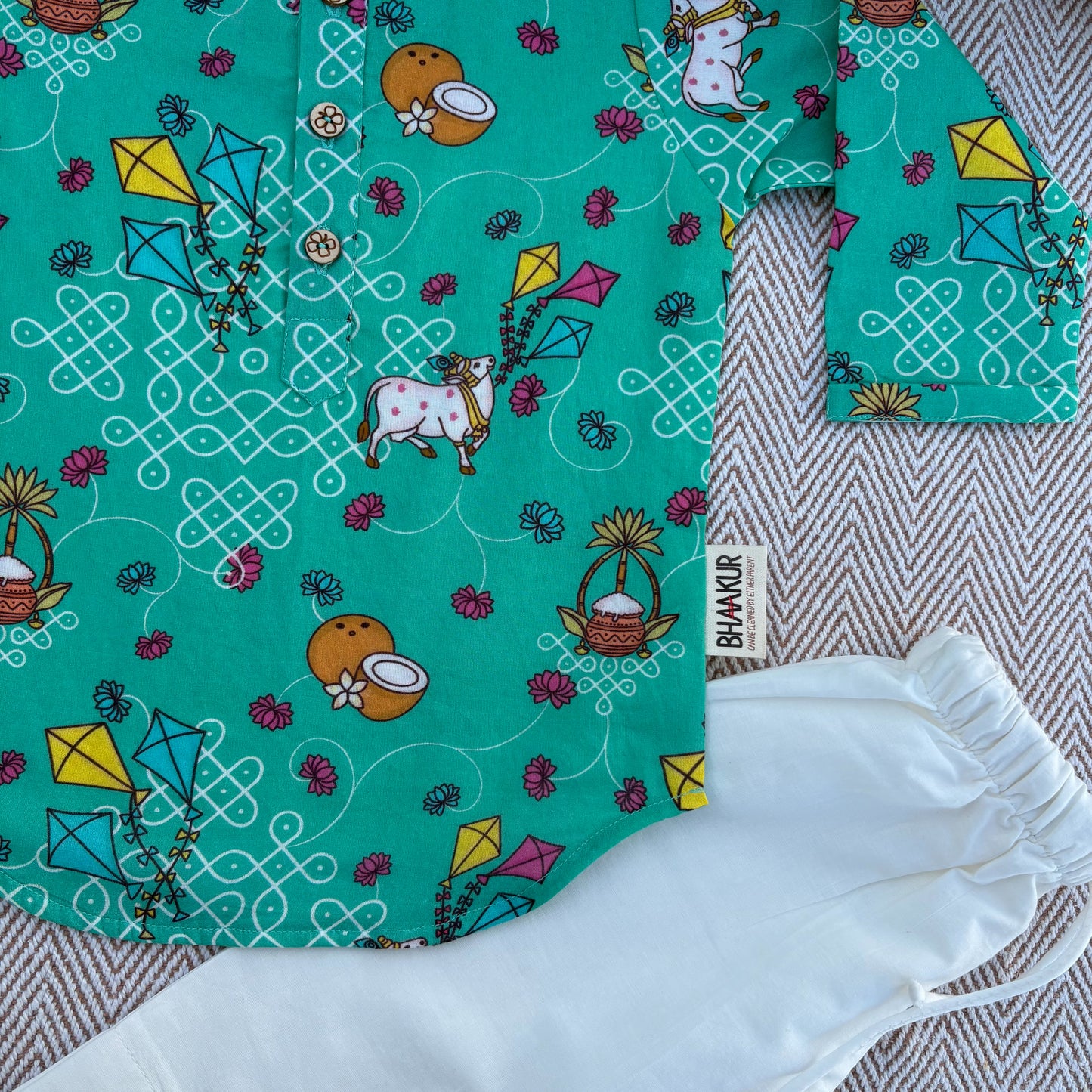 Organic Cotton 'Pongalo Pongal' Unisex Kurta Set