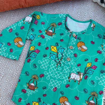 Organic Cotton 'Pongalo Pongal' Unisex Kurta Set