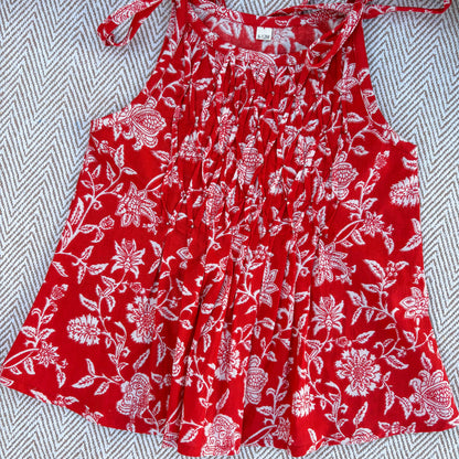 Organic Cotton Red Floral Tie-Up Co-ord Set