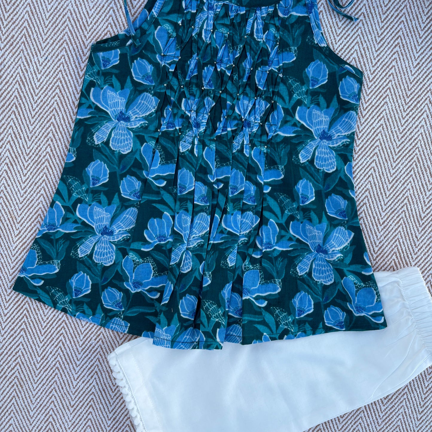 Organic Cotton Green Floral Tie-Up Co-ord Set