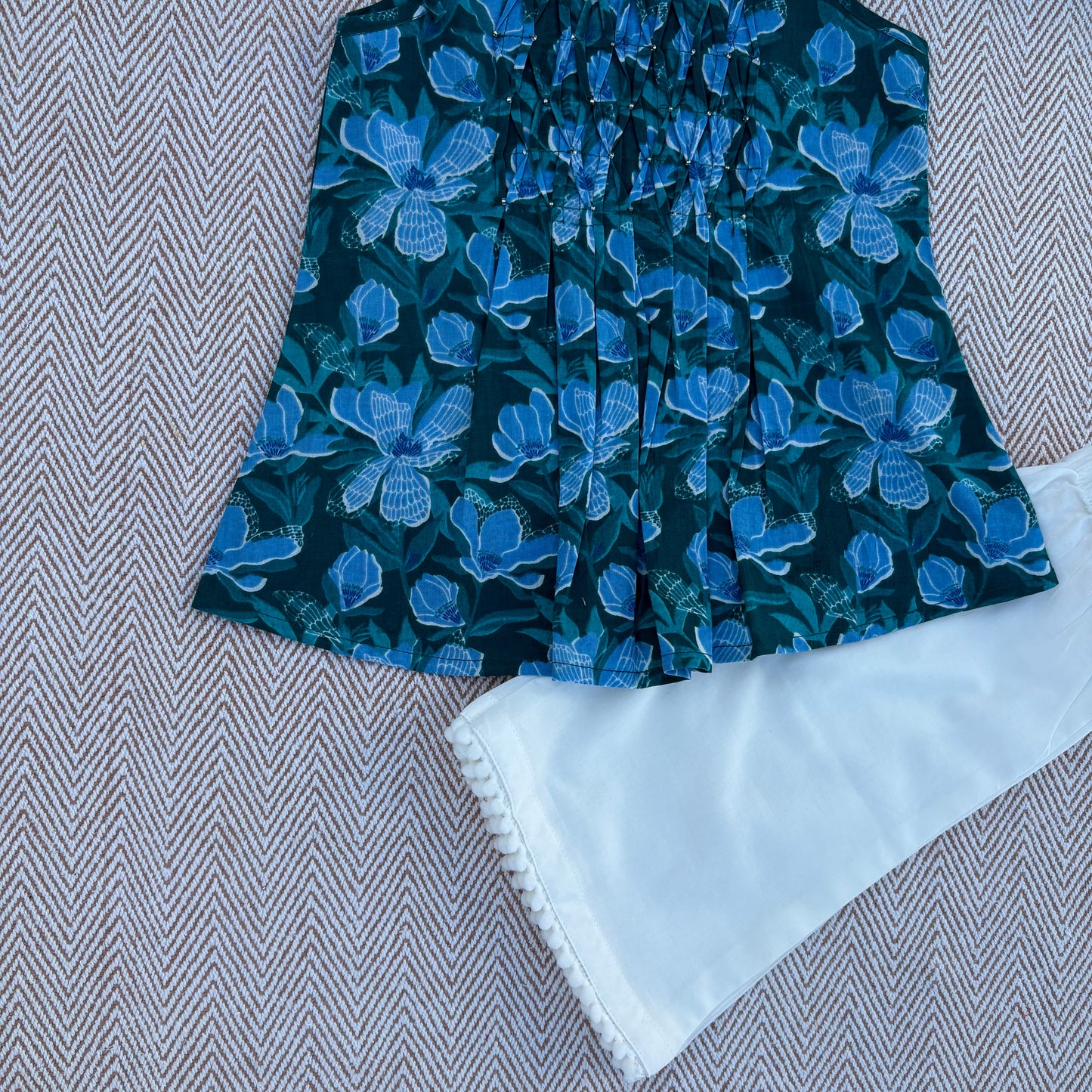 Organic Cotton Green Floral Tie-Up Co-ord Set