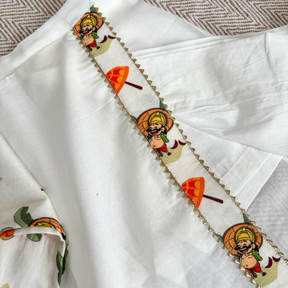 Mul Chanderi "Mahabali Print" kurta with Munddu