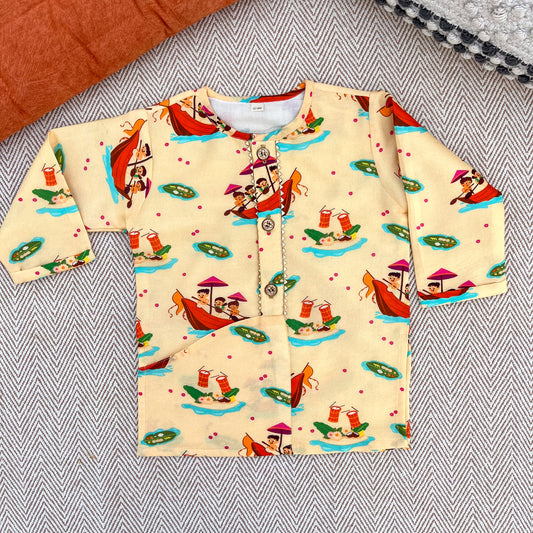 Chanderi "Aaroo, Iro Iro Iro" kurta